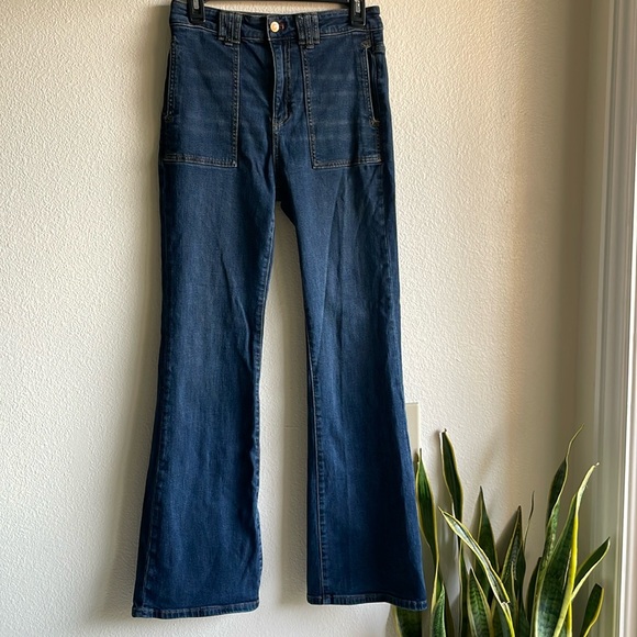 Anthropologie Picro and the Letterpress The Icon Flare Dark Wash Denim Jeans 28 - Picture 5 of 9